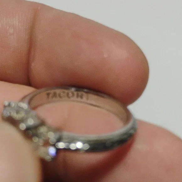 Tacori Set Of  Sterling 925 Silver Trio Princess CZ Ring And Matching Band Sz 7 - Picture 7 of 16